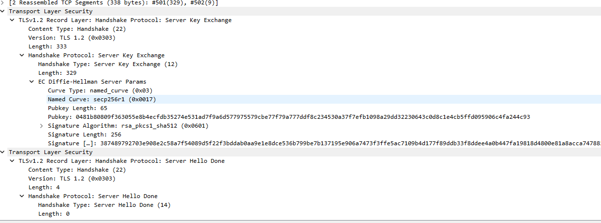 Server Key Exchange and Hello Done